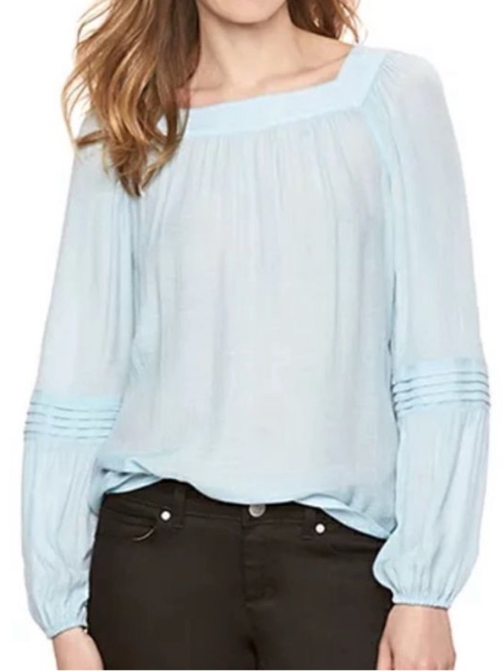 LC Lauren Conrad Light Blue Gauzey Peasant Top XXL